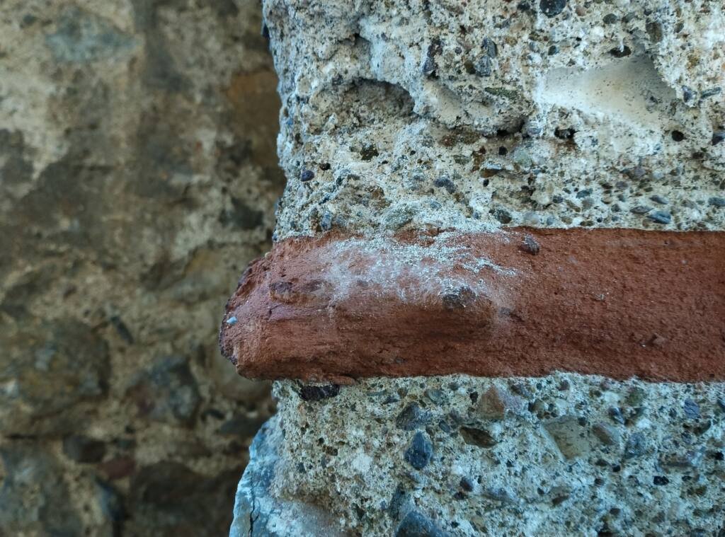 Subterranean termite mud tube on a home foundation in Fallbrook, CA